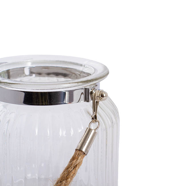 Hurricane Glass Jar with Jute Rope Clear Small (11Dx10.5cmH)