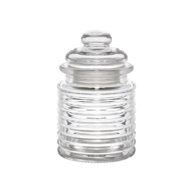 Glass Mini Jar Circles with Lid Clear (7.5Dx12cmH)