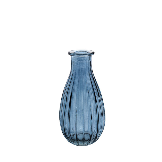 Glass Vintage Bottle Cafe Bud Vase French Blue (7x14.5cmH)