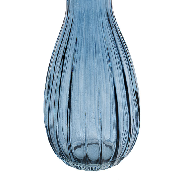 Glass Vintage Bottle Cafe Bud Vase French Blue (7x14.5cmH)