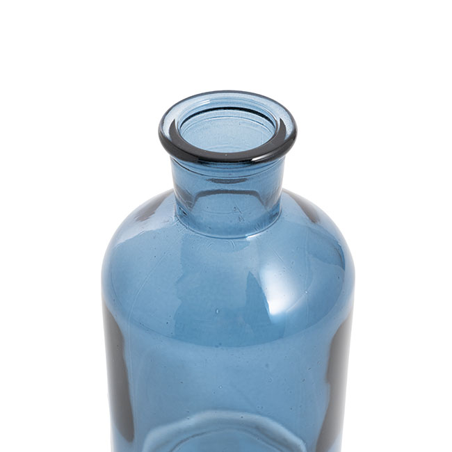 Glass Vintage Bottle Cylinder Bud Vase French Blue 7x13.5cmH