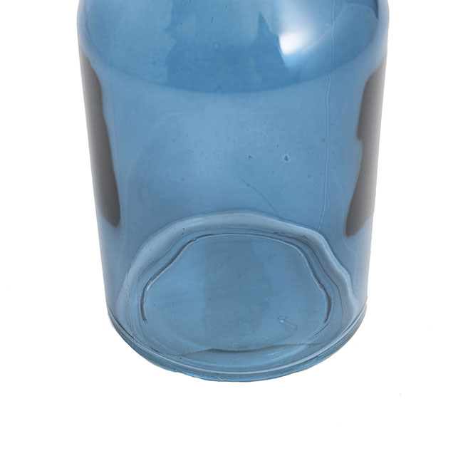 Glass Vintage Bottle Cylinder Bud Vase French Blue 7x13.5cmH