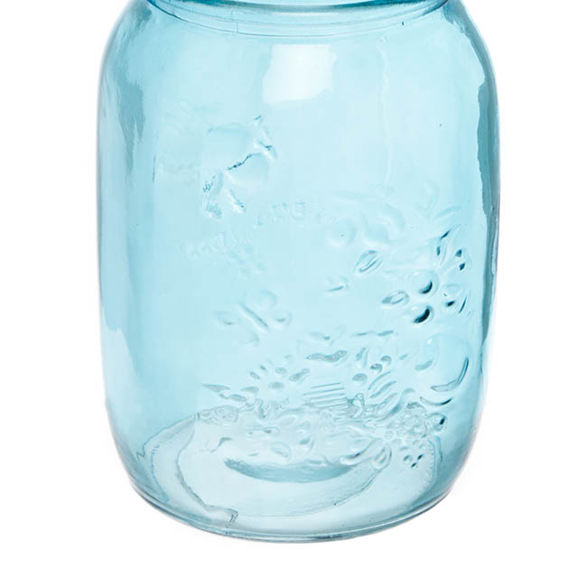 Glass Mason Jar Medium Tint Blue (8.5x13.5cmH)