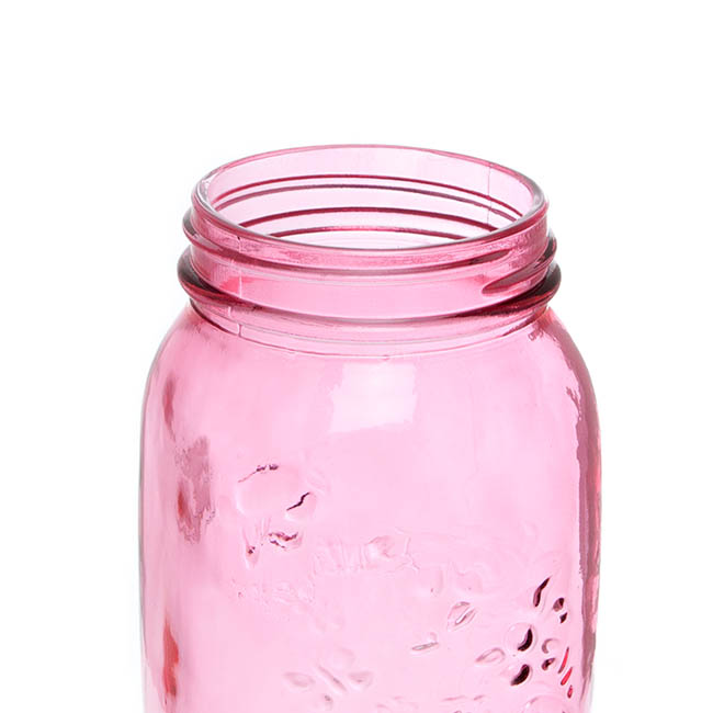 Glass Mason Jar Medium Tint Pink (8.5x13.5cmH)