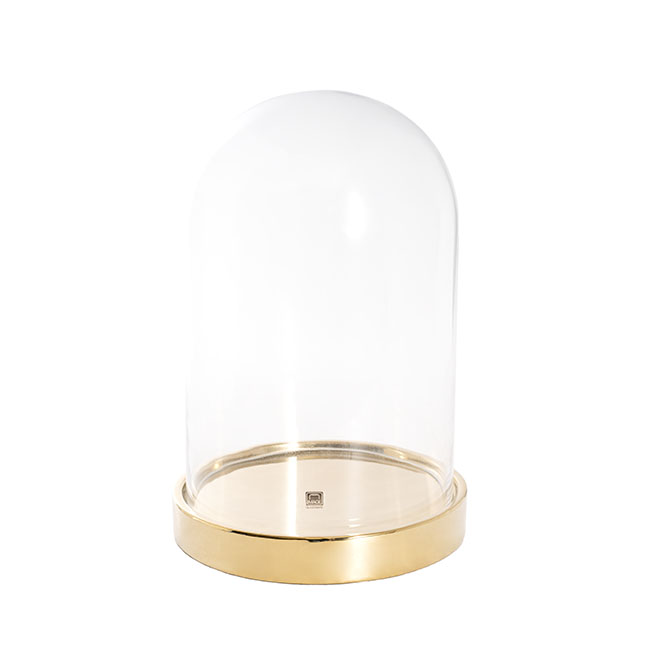 Glass Cloche Dome Terrarium Golden Base (25Dx34.5cmH)