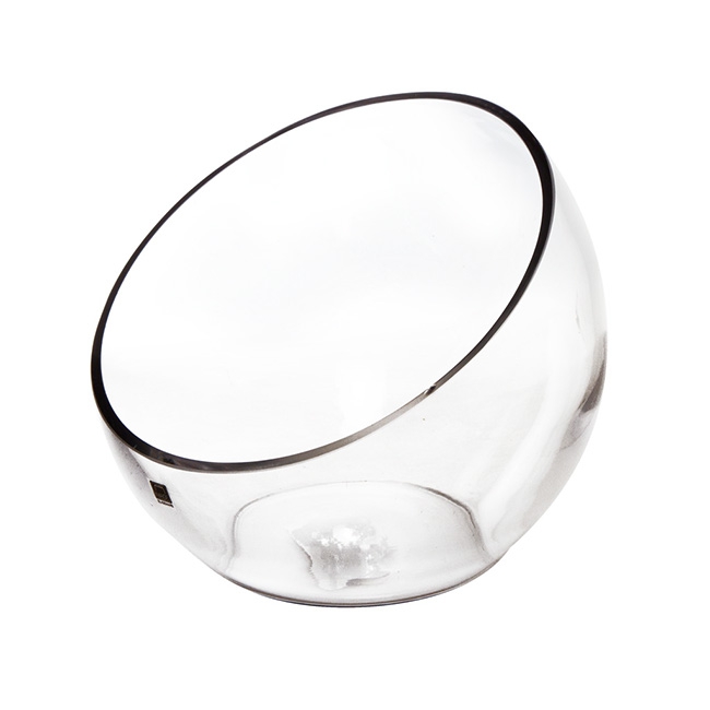Glass Diagonal Cut Round Vase Clear (TD:24x BD:13x21cmH)
