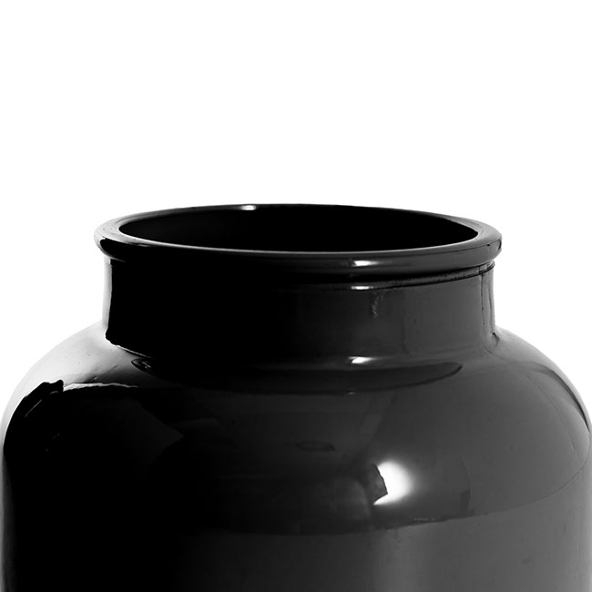 Glass Botany Bottle Medium Glossy Black (15x11cmH)