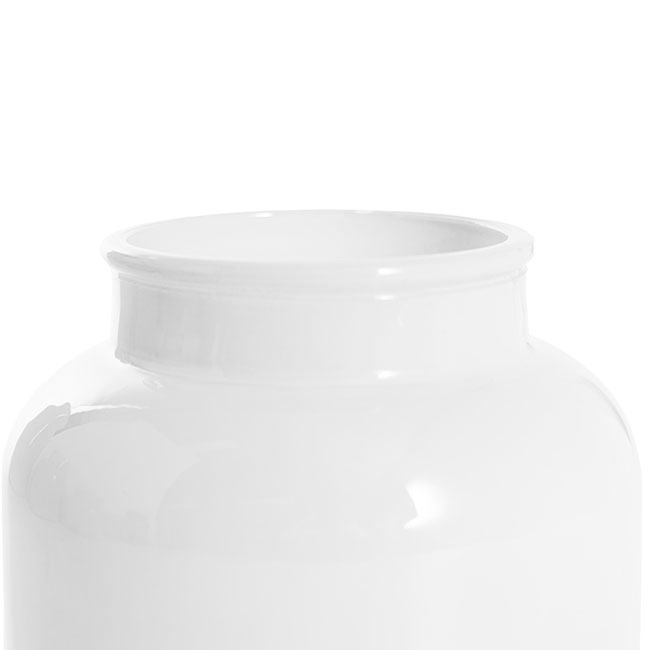 Glass Botany Bottle Medium Glossy White (15x11cmH)