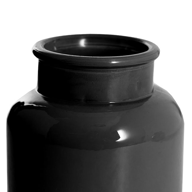 Glass Botany Bottle Mini Glossy Black (12x12cmH)