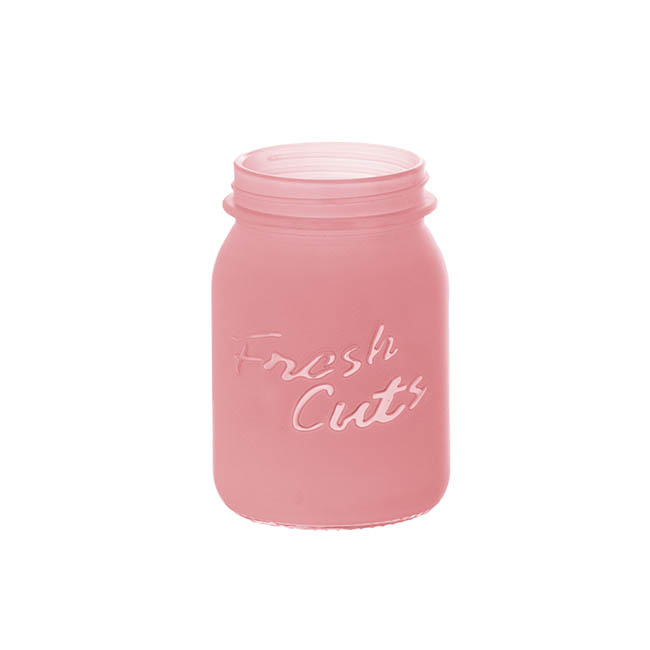Glass Mason Jar Fresh Cuts Posy Vase Pink (9.5Dx15cmH)