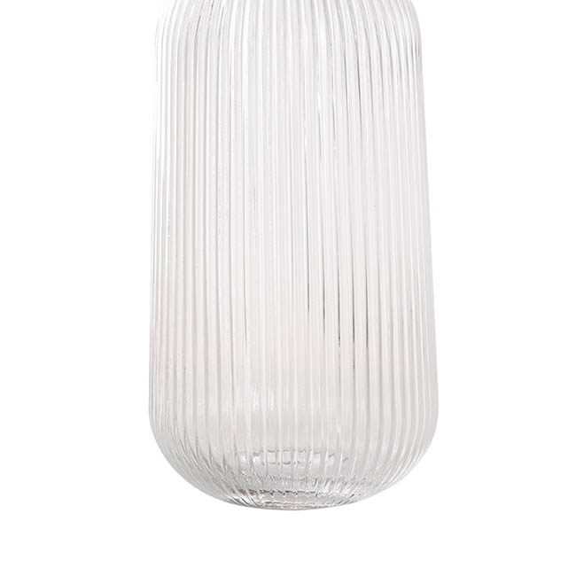 Glass Curved Cylinder Ribbed Vase Clear (14.5Dx27cmH)