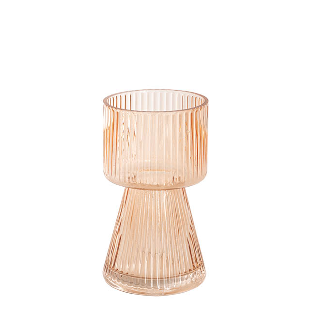 Glass Ribbed Morandi Bouquet Vase Amber Brown (12Dx20cmH)