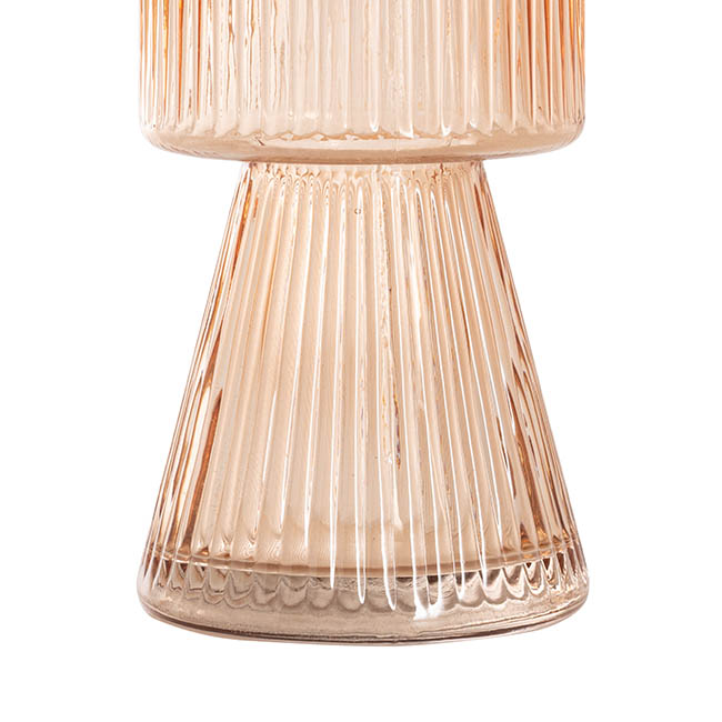 Glass Ribbed Morandi Bouquet Vase Amber Brown (12Dx20cmH)