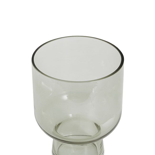 Glass Compote Vase Eucalyptus Green (15Dx20cmH)