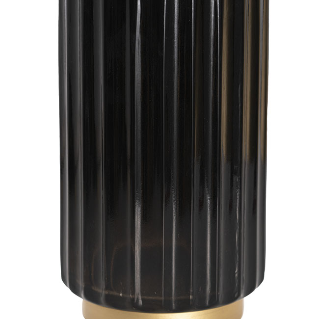Glass Astoria Ribbed Vase Black (11.5Dx20.5cmH)