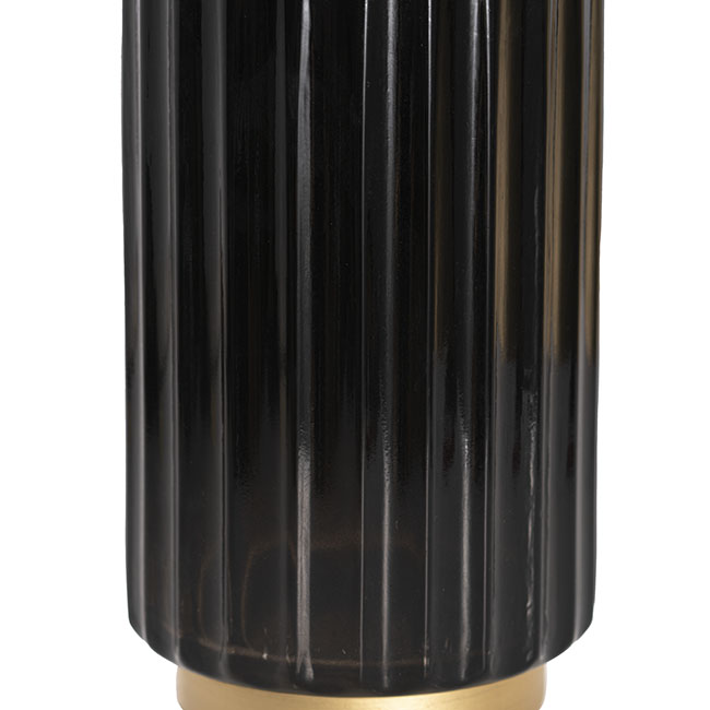 Glass Astoria Ribbed Vase Black (12.5Dx25cmH)