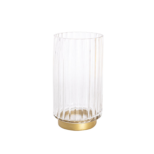Glass Astoria Ribbed Vase Clear (12.5Dx25cmH)