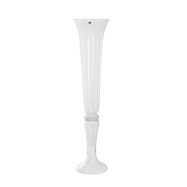 Glass Flared Vase Footed Extra Tall Clear (19.5Dx80cmH)