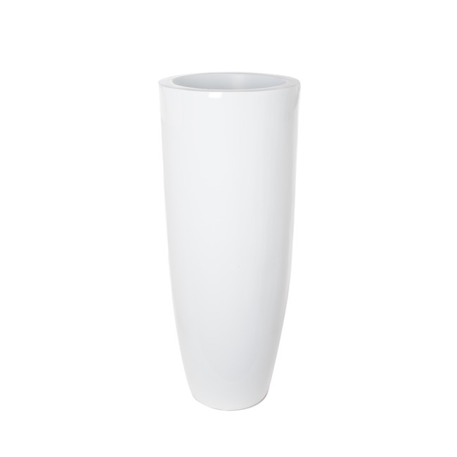 Fibreglass Modern Planter Gloss White (37cmDx91cmH)