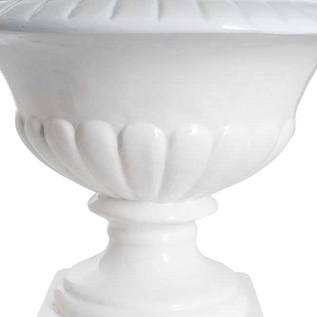 Fibreglass Squat Urn Gloss White (42cmDx35cmH)