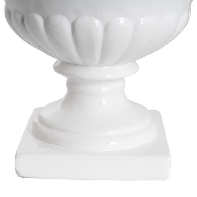 Fibreglass Squat Urn Gloss White (42cmDx35cmH)