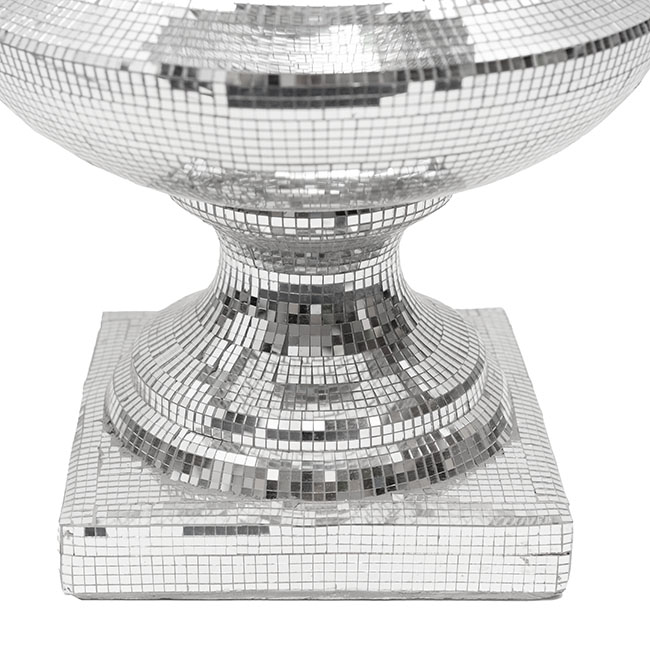 Mosaic Fibreglass Urn Stunning Silver (37cmDx62cmH)