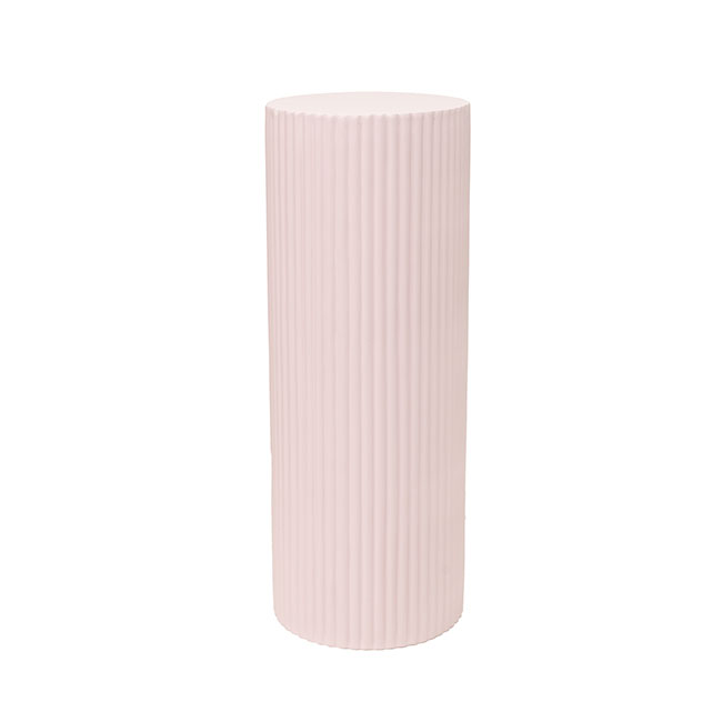 Fibreglass Ripple Plinth Round Matte Baby Pink (33cmDx71cmH)