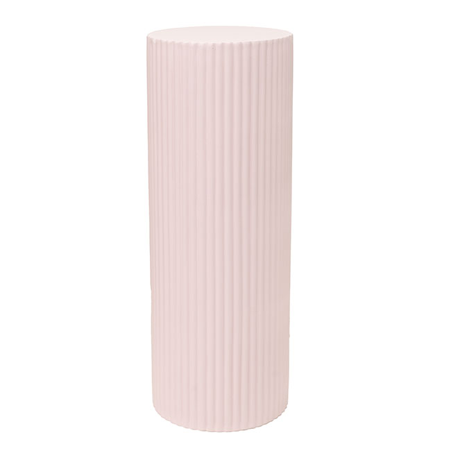 Fibreglass Ripple Plinth Round Matte Baby Pink (33cmDx91cmH)