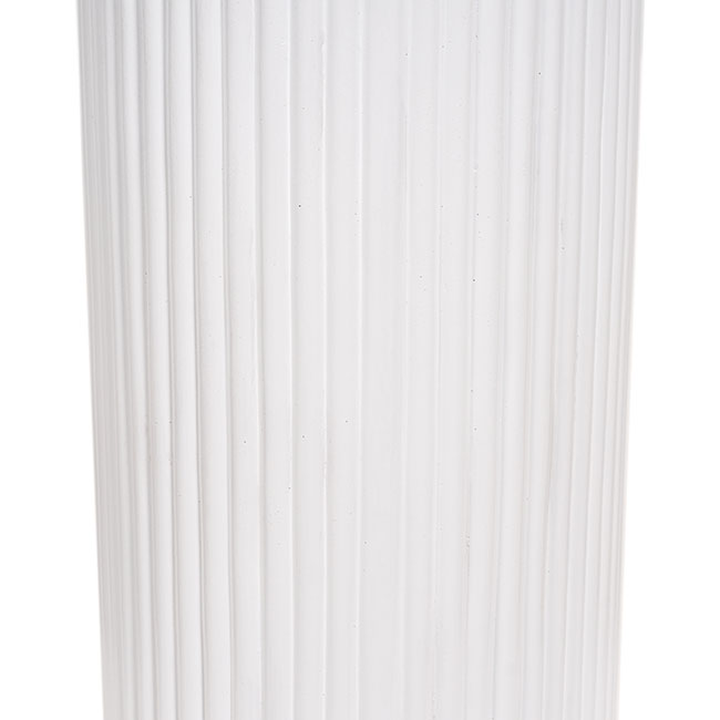 Fibreglass Ripple Plinth Round Matte White (32cmDx50cmH)