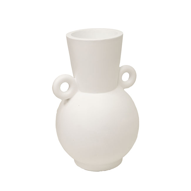 Mediterranean Fibreglass Urn Matte White (47x43x69cmH)