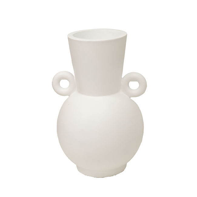 Mediterranean Fibreglass Urn Matte White (47x43x69cmH)