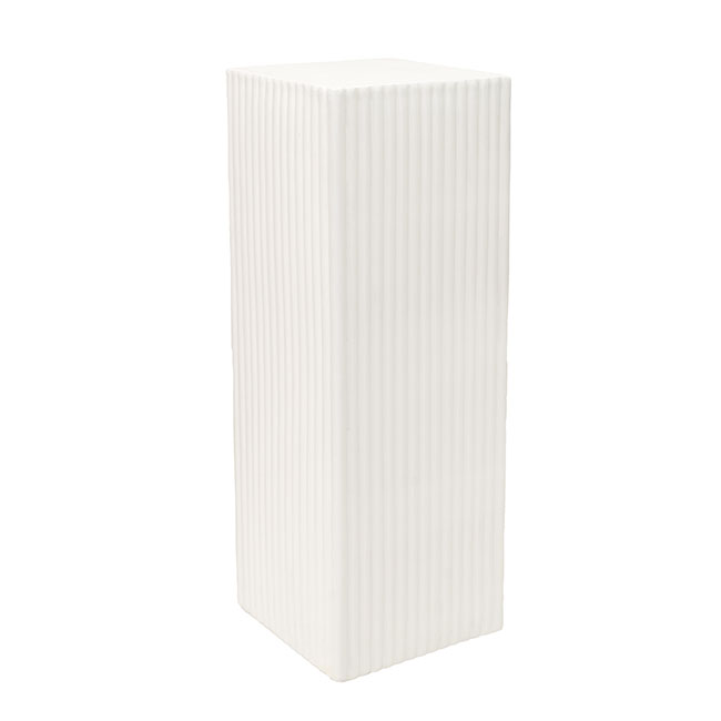 Fibreglass Square Ripple Plinth Gloss White (33x33x91cmH)
