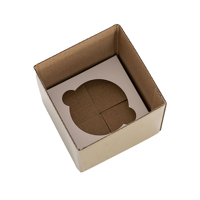 Cupcake Box with Lid and Insert Gold (10x10x10cmH)
