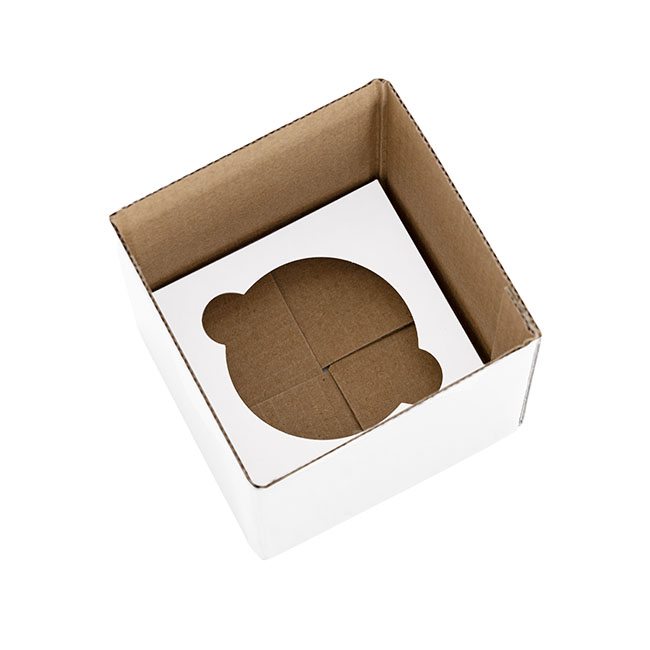 Cupcake Box with Lid and Insert White Pack 4 (10x10x10cmH)