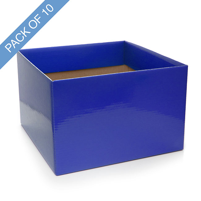 Large Posy Box with Flap Pack 10 Cobalt Blue (22x14cmH)