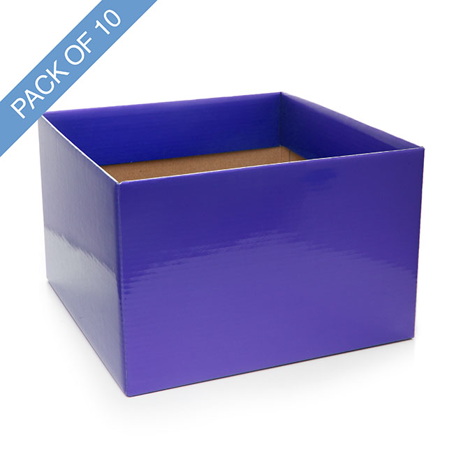 Large Posy Box with Flap Pack 10 Violet (22x14cmH)
