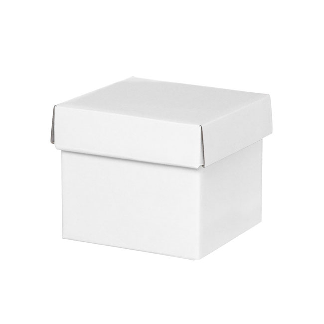 Gift Box with Lid Mini Flat Pack Gloss White (13x12cmH)