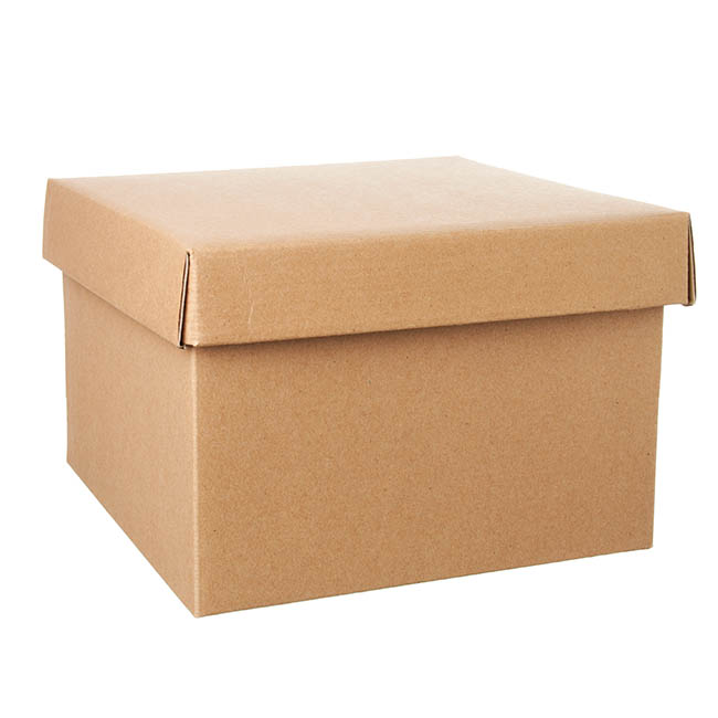 Gift Box with Lid Large Flat Pack Kraft Brown (22x14cmH)