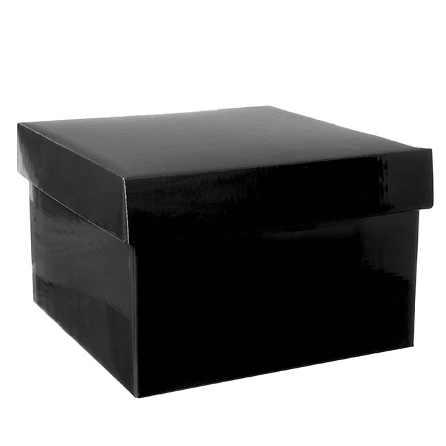 Gift Box with Lid Large Flat Pack Gloss Black (22x14cmH)