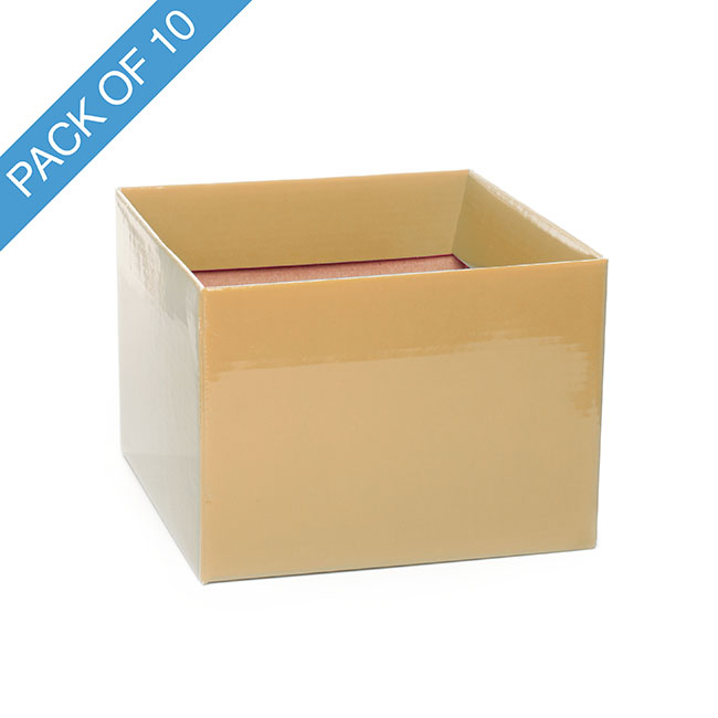 Medium No.6 Posy Box with Flap Pack 10 Gold (16x12cmH)