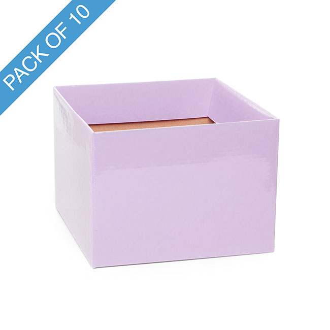 Medium No.6 Posy Box with Flap Pack 10 Lavender (16x12cmH)