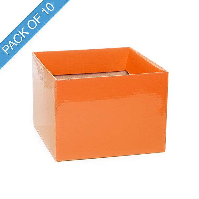 Medium No.6 Posy Box with Flap Pack 10 Orange (16x12cmH)