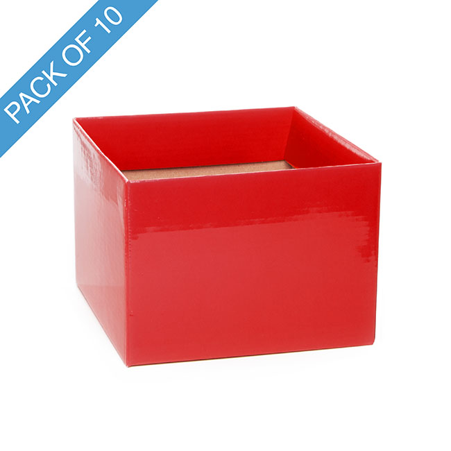 Medium No.6 Posy Box with Flap Pack 10 Red (16x12cmH)