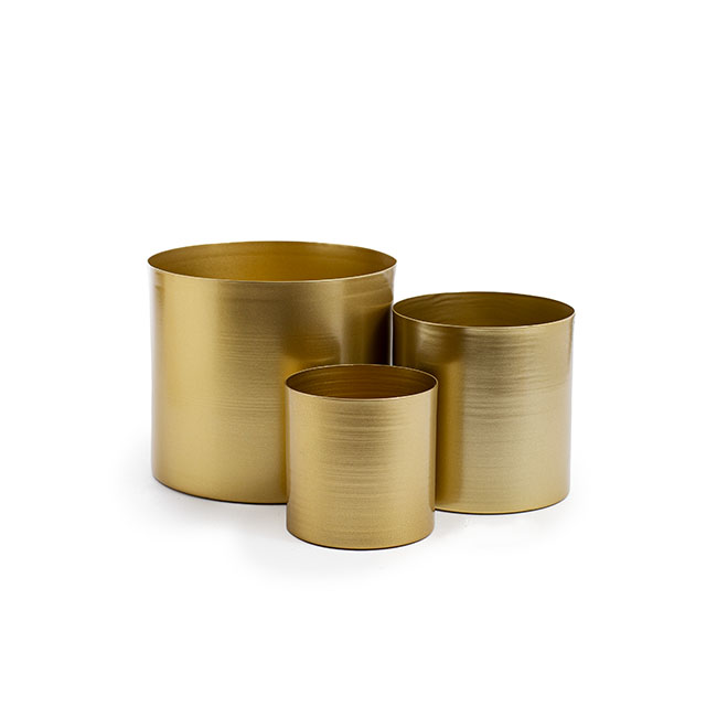 Metal Pot Set 3 Brass Gold (18.5x16cmH)