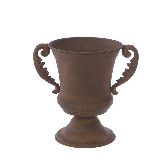 Metal Flute Vase with Handles Rustic (15x20cmH)
