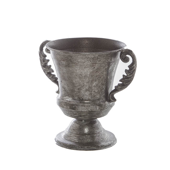 Metal Flute Vase with Handles Pewter Silver (15x20cmH)