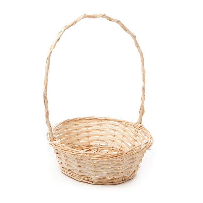 Willow Basket with Handle Round Natural (26x9cmH)
