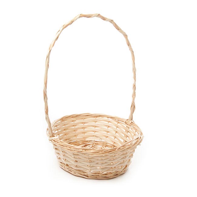 Willow Basket with Handle Round Natural (24Dx9cmH)