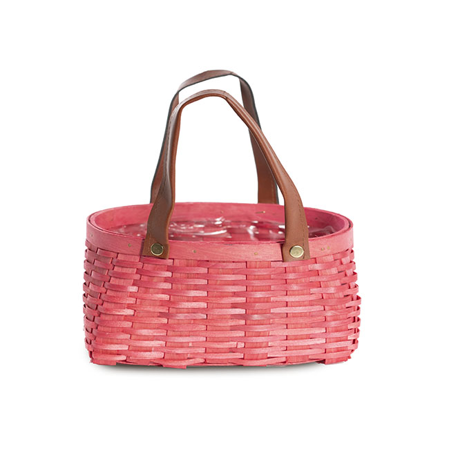 Nordic Stripe Woven Basket Planter Dusty Pink (23x19x11.5cmH