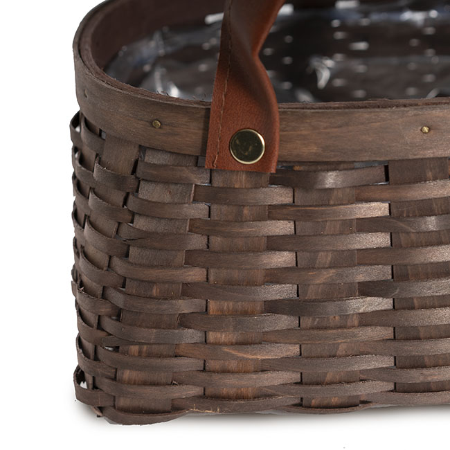 Nordic Stripe Woven Basket Planter Dark Brown (21x16x10cmH)